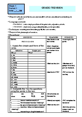 Giáo án môn Tiếng Anh Khối 8 - Chương trình học kỳ 1